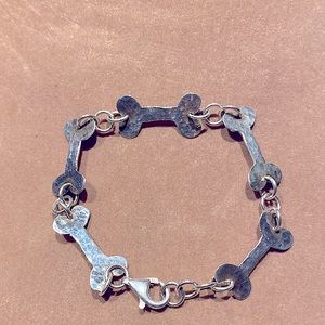 Hammered Sterling Bone Bracelet